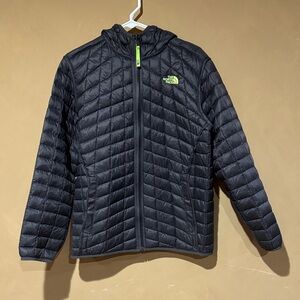 The North Face Black Quilted Jacket with Green Logo Size XL